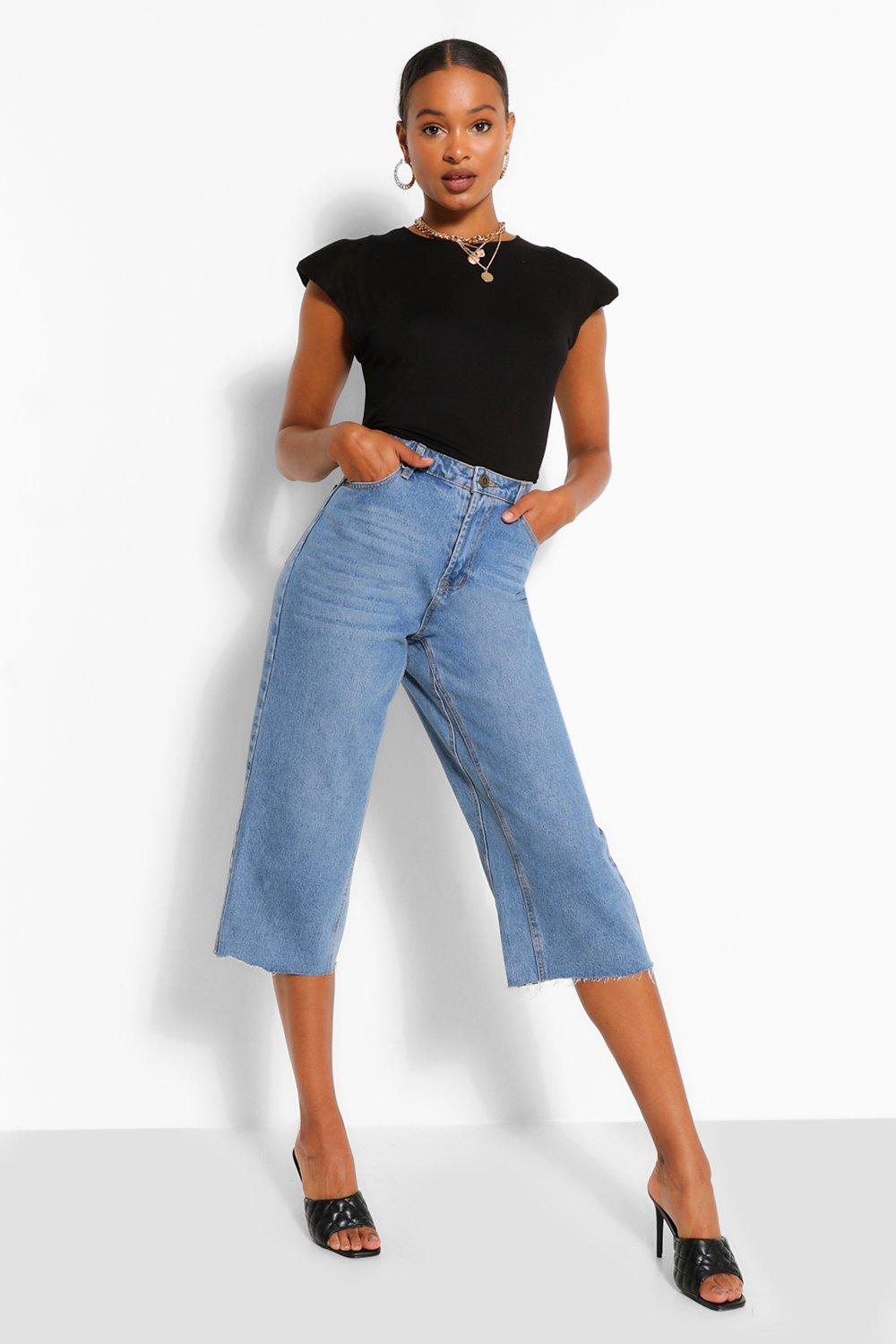 Mid rise wide shop leg crop jean